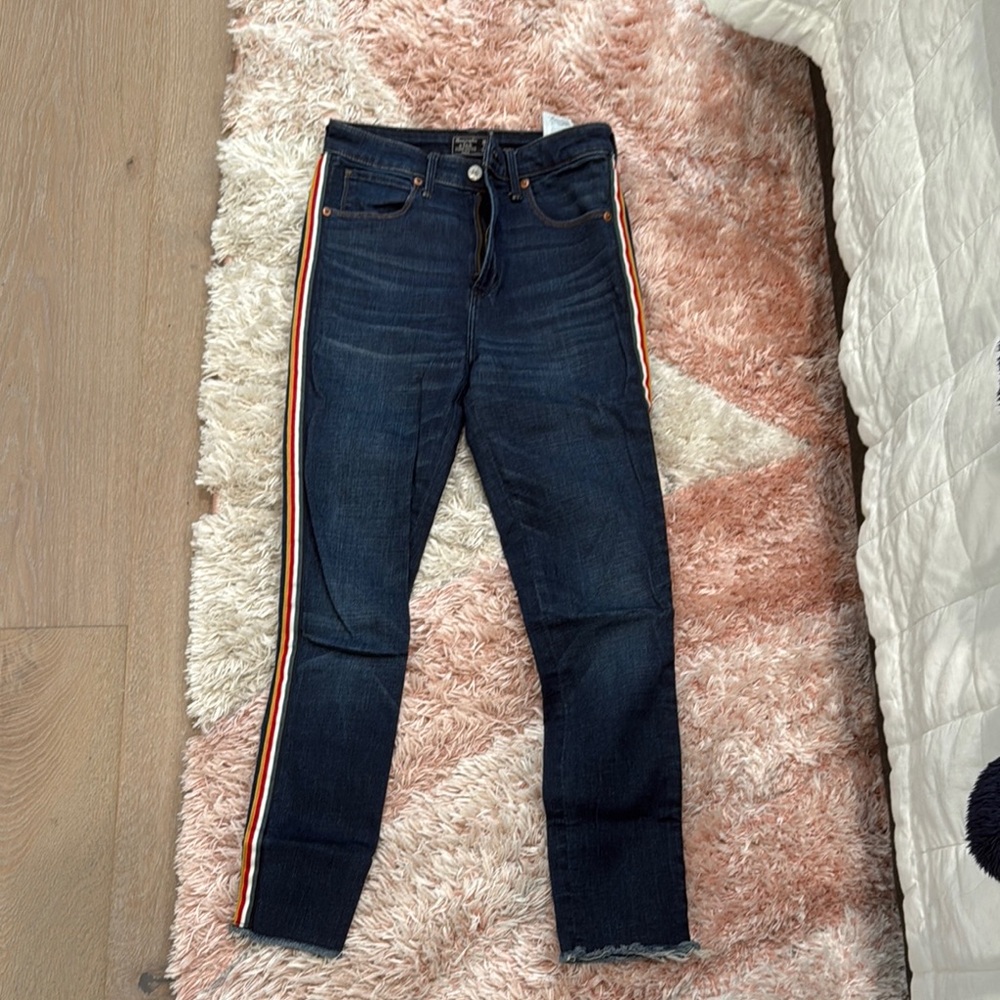 Dark Blue Jeans with Side Stripes